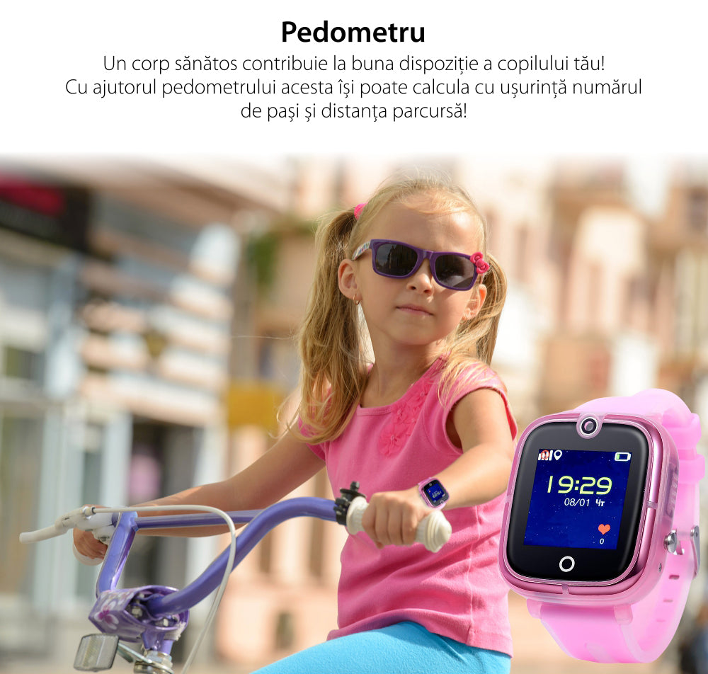 Ceas smartwatch copii GPS TechONE KT07, Roz Ceas smartwatch copii GPS TechONE KT07, Roz
